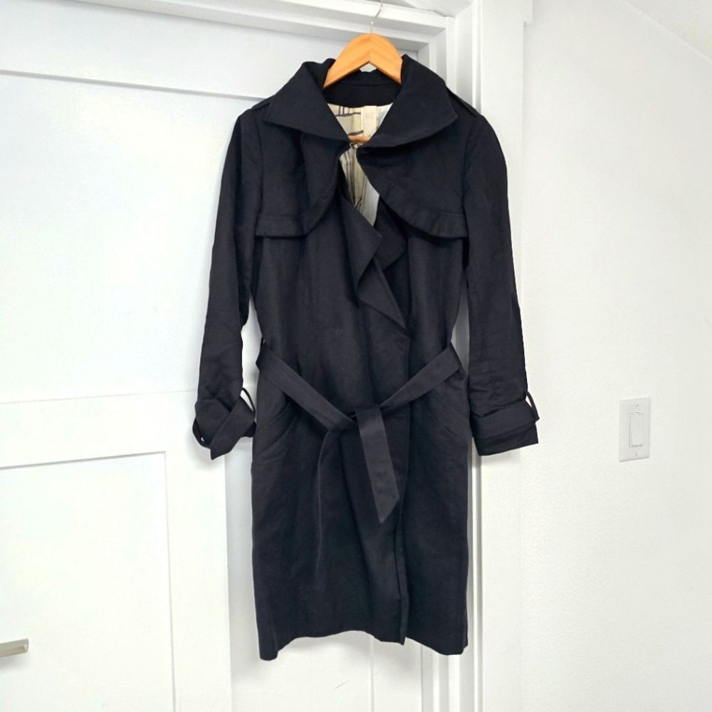 Anne Valerie Hash Paris Draped Trench Coat in Black